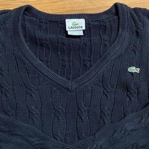 Lacoste cable knit v neck sweater